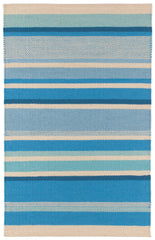 Seed Stitch Stripe Handwoven Indoor/Outdoor Rug | Blue