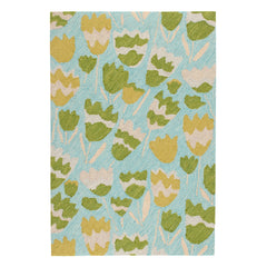 Zelie Aqua Hand Micro Hooked Wool Rug