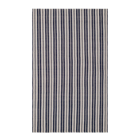 Ticking Stripe Navy/Ivory Handwoven Indoor/Outdoor Rug