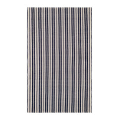 Ticking Stripe Navy/Ivory Handwoven Indoor/Outdoor Rug