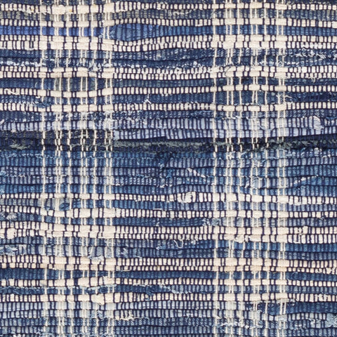 Denim Plaid Handwoven Cotton Rug Swatch