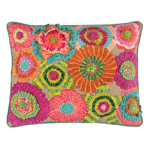 Bramble Embroidered Cerise Decorative Pillow Cover