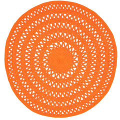 Bowline Handwoven Indoor/Outdoor Round Rug | Tangerine