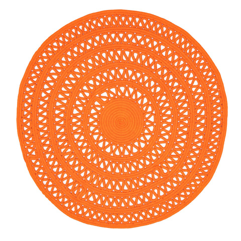 Bowline Tangerine Handwoven Indoor/Outdoor Round Rug