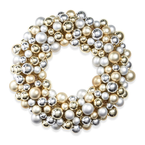 Champagne & Silver Ball Wreath