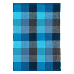 Happy Plaid Blue Handwoven Indoor/Outdoor Rug