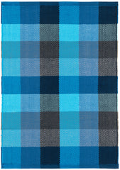 Happy Plaid Handwoven Indoor/Outdoor Rug | Blue