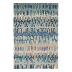 Paint Chip Blue Hand Micro Hooked Wool Rug