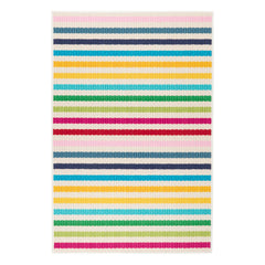 Rainbow Stripe Multi Machine Washable Rug