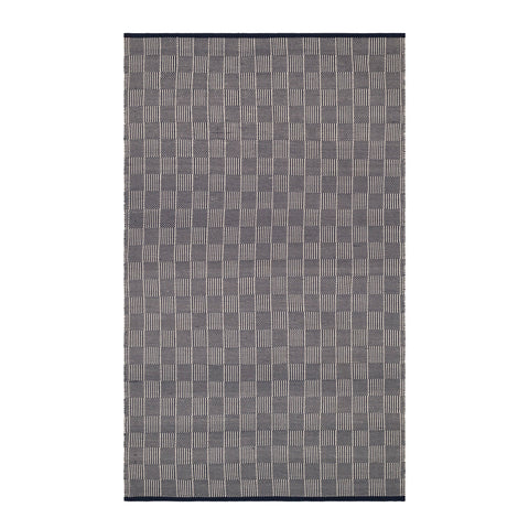 Squares Navy Handwoven Indoor/Outdoor Rug