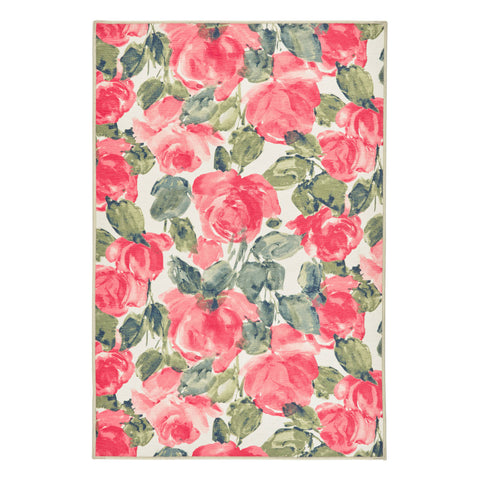 Pretty Peonies Multi Machine Washable Rug