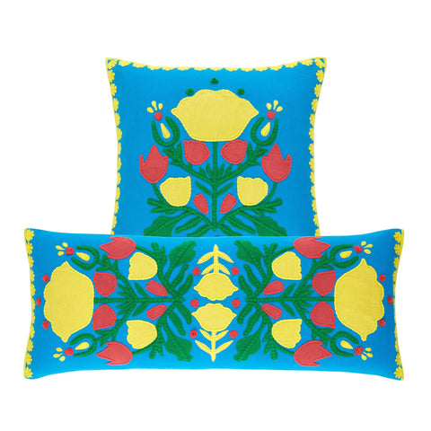 Kris Applique Blue Decorative Pillow Cover