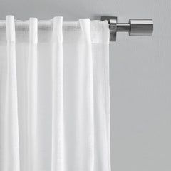 Textured Solid White Curtain Panel Pair