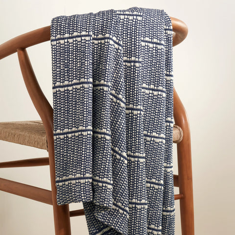 Archer Navy Woven Cotton Throw