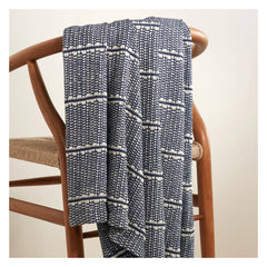 Archer Navy Woven Cotton Throw