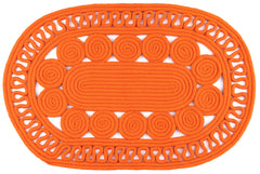 Reef Handwoven Indoor/Outdoor Oval Rug | Tangerine