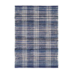 Denim Plaid Handwoven Cotton Rug