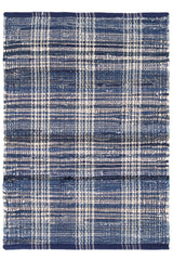 Denim Plaid Handwoven Cotton Rug | Blue