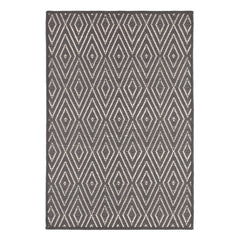 Diamond Graphite/Ivory Handwoven Indoor/Outdoor Custom Rug