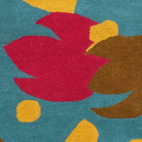 Happy Flower Autumn Hand Tufted Wool Rug Swatch