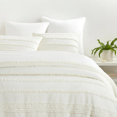 Textured Stripe White Duvet Cover Set