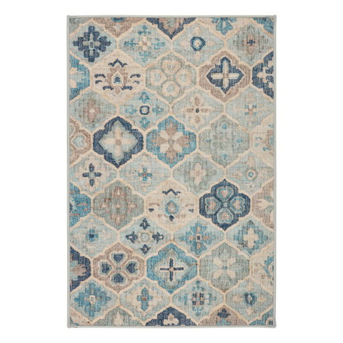 Pali Blue Machine Washable Rug