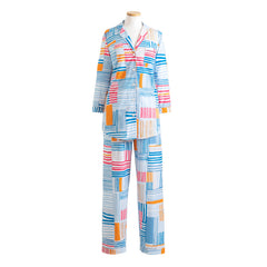 Block Stripe Blue/Tangerine Pajama