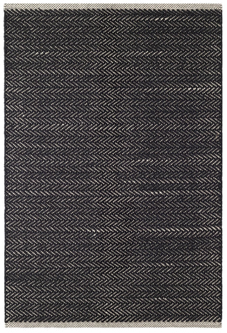 Herringbone Handwoven Cotton Rug | Black