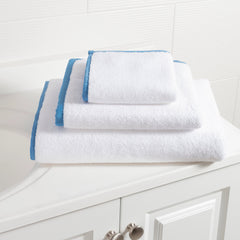 Signature Banded White/French Blue Towel