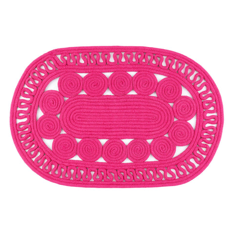 Reef Fuchsia Handwoven Indoor/Outdoor Oval Rug