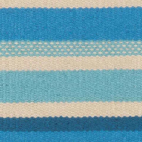 Seed Stitch Stripe Blue Handwoven Indoor/Outdoor Rug Swatch