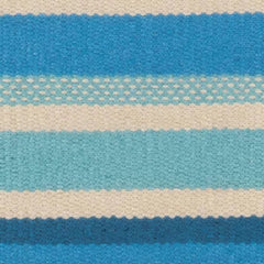 Seed Stitch Stripe Blue Handwoven Indoor/Outdoor Rug Swatch