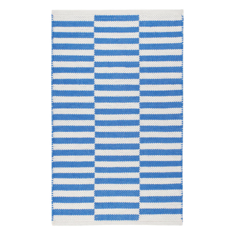 Sailing Stripe French Blue Handwoven Indoor/Outdoor Rug