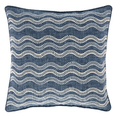 Scout Embroidered Indigo Indoor/Outdoor Decorative Pillow Cover