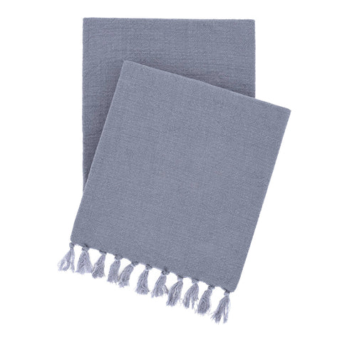 Evelyn Linen Pewter Blue Throw