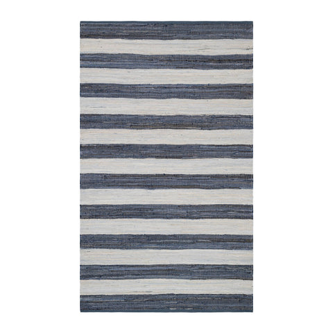 Striped Rag Denim Handwoven Cotton Rug