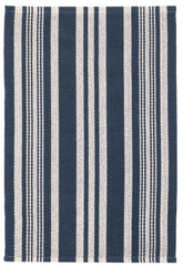 Irving Stripe Handwoven Cotton Rug | Navy