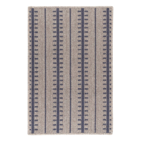 Tailor Stripe Navy Woven Wool Custom Rug