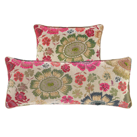 Peruvian Floral Embroidered Multi Decorative Pillow Cover