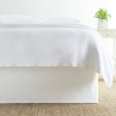 Stone Washed Linen White Tailored Paneled Bed Skirt