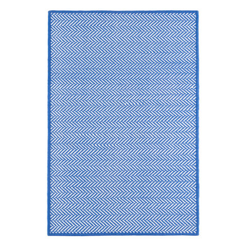 Herringbone French Blue/White Handwoven Indoor/Outdoor Custom Rug