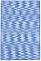 Herringbone Handwoven Indoor/Outdoor Custom Rug | French Blue/White