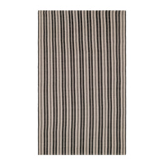 Ticking Stripe Black/Ivory Handwoven Indoor/Outdoor Rug