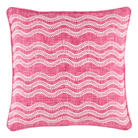 Scout Embroidered Fuchsia Indoor/Outdoor Decorative Pillow Cover