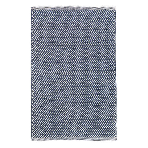 Herringbone Indigo/White Handwoven Indoor/Outdoor Rug