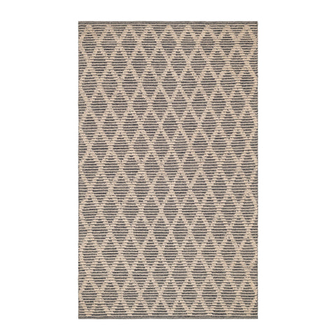 Textured Diamond Black/Ivory Handwoven Cotton Rug