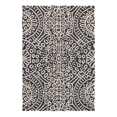 Temple Charcoal Hand Micro Hooked Wool Rug