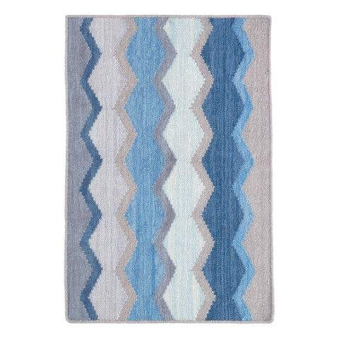 Safety Net Blue Handwoven Wool Rug