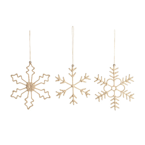 Jute Wrapped Snowflake Ornaments/Set of 3