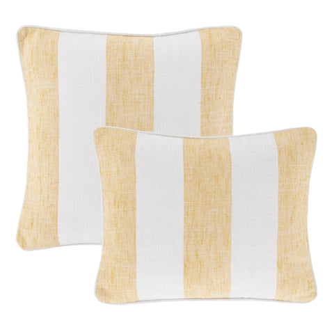 Awning Stripe Soft Yellow Indoor/Outdoor Decorative Pillow Cover